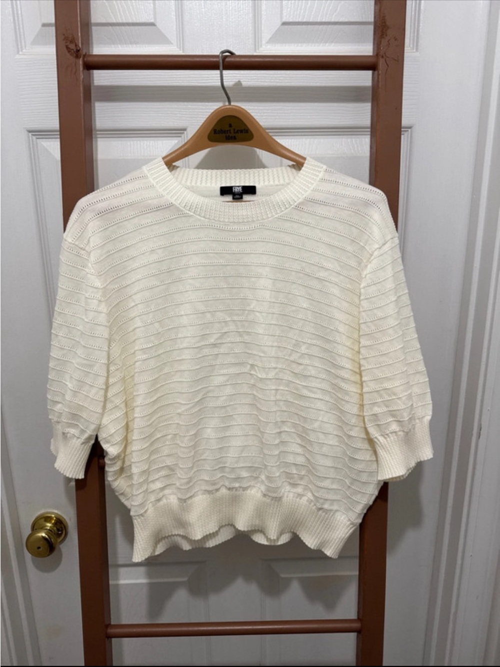 Frye Cream Textured Short-Sleeve Knit Top